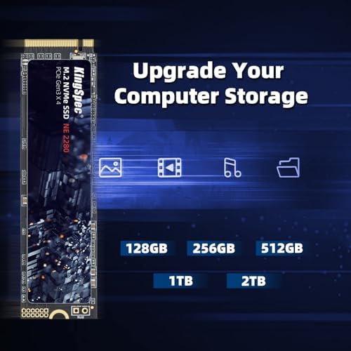 KingSpec SSD 512GB, M.2 NVMe Gen3x4 SSD 2280 - Up to 2400MB/s, Internal Solid State Drive with 3D NAND Flash, Compatible with Desktop and Laptop