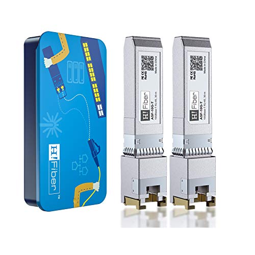 H!Fiber 10Gb SFP+ RJ45 Transceiver, 10Gbase-T SFP+ Ethernet Module Support 10G/5G/2.5G/1.25G, Compatible with Cisco SFP-10G-T-S, Ubiquiti UF-RJ45-10G, UniFi, Meraki,MikroTik,Supermicro and More, 30m|B06XQBFHNL