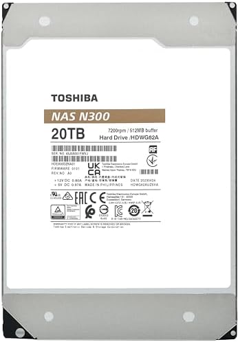 Toshiba N300 16TB NAS 3.5-Inch Internal Hard Drive - CMR SATA 6 GB/s 7200 RPM 512 MB Cache - HDWG51GXZSTA|B0CYR2ZZCX