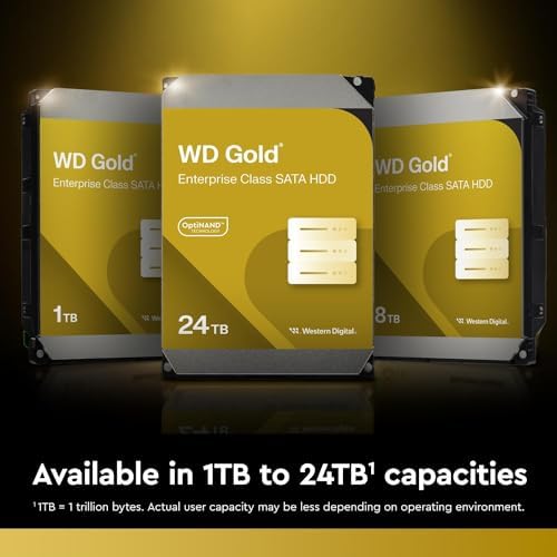 Western Digital 24TB WD Gold Enterprise Class SATA Internal Hard Drive HDD - 7200 RPM, SATA 6 Gb/s, 512 MB Cache, 3.5" - WD241KRYZ|B0CNT1RNZ8