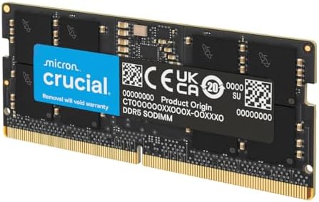 Crucial 16GB DDR5 RAM, 5600MHz (or 5200MHz or 4800MHz Laptop Memory, SODIMM 262-Pin, Compatible with 13th Gen Intel Core and AMD Ryzen 7000 - CT16G56C46S5