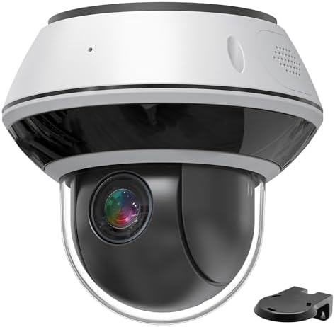 4K 8MP Mini PTZ Dome PoE IP Camera Outdoor Pan Tilt 5X Optical Zoom, 2.7-13.5mm Motorized Varifocal Lens, H.265, Ceiling/Wall Mounting, Compatible with Uniview NVR, NDAA