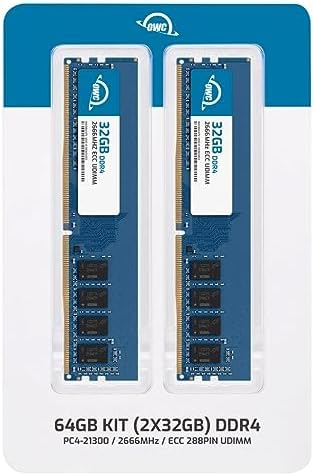 OWC 32GB (2x16GB) DDR4 2666MHz PC4-21300 CL19 2RX8 ECC Unbuffered UDIMM 1.2V 288-pin Workstation Server Memory RAM|B0C93KJ3CD