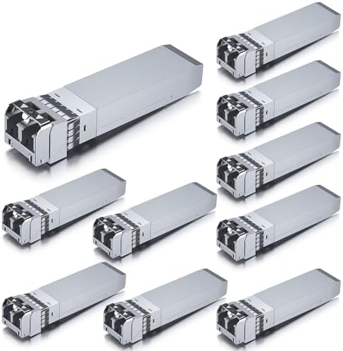 10GTEK 10GBase-SR SFP+ LC Transceiver, 10G 850nm Multimode SFP Module, up to 300 Meters, for Cisco SFP-10G-SR, Meraki MA-SFP-10GB-SR, Ubiquiti UniFi UF-MM-10G, Fortinet, TP-Link and More, Pack of 2|B08BP55663