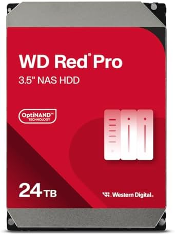 Western Digital 24TB WD Red Pro NAS Internal Hard Drive HDD - 7200 RPM, SATA 6 Gb/s, CMR, 512 MB Cache, 3.5" -WD241KFGX|B0DZY2TN8T
