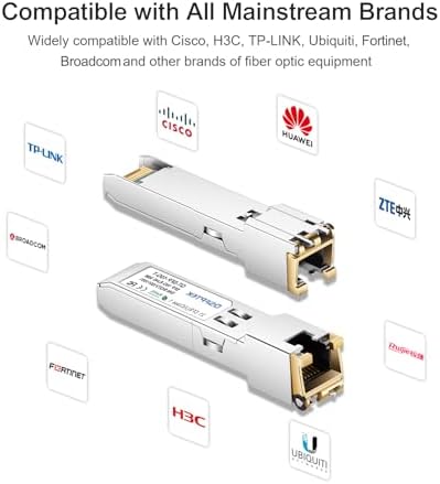10GBASE-T SFP+ to RJ45 Transceiver, 10G Ethernet Copper Module, Optical SFP RJ 45 10Gb T Mini-GBIC Compatible with Cisco SFP-10G-T-S, Ubiquiti UF-RJ45-10G, Mikrotik, Supermicro, Fortinet, up to 30m|B07QXNQTXG