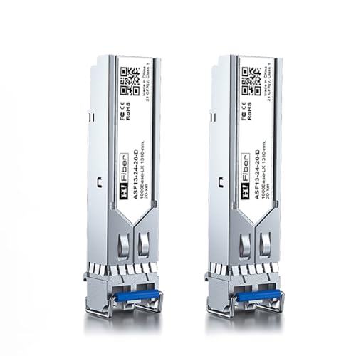 H!Fiber 1.25G Single Mode SFP LC Module, 1000Base-LX/LH Fiber Transceiver for Cisco GLC-LH-SMD, Meraki, Ubiquit UniFi, TP-Link, Fortinet, Intel, Netgear, Mikrotik and More (SMF,1310nm,20km,DDM) 2 Pack|B07B4B33N6