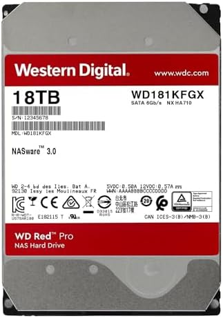 Western Digital 24TB WD Red Pro NAS Internal Hard Drive HDD - 7200 RPM, SATA 6 Gb/s, CMR, 512 MB Cache, 3.5" -WD241KFGX|B0DZY2TN8T