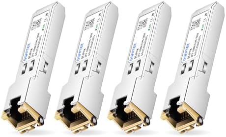 4Pack 10GBASE-T SFP+ to RJ45 Copper Module Mini-GBIC Transceiver for Cisco SFP-10G-T-S, Ubiquiti UF-RJ45-10G , Netgear, Mikrotik, D-Link, Supermicro, TP-Link, Linksys, CAT6A/CAT7, up to 100FT(30M)|B08P4MJ36T
