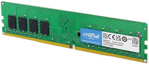 Crucial 32GB DDR4 RAM, 3200MHz (PC4-25600 CL22 Desktop Memory, UDIMM 288-Pin, Downclockable to 2933/2666MHz, Compatible with Intel and AMD Ryzen - CT16G4DFRA32A