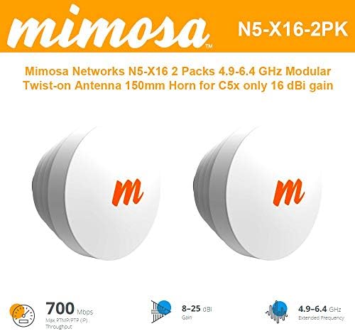 Mimosa Networks N5-X16 4.9-6.4 GHz Modular Twist-on Antenna, 150mm Horn for C5x only, 16 dBi gain