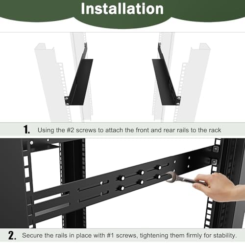 1U Universal Rack Mount Rails 4-Post Server Rack Shelf Rail 16"-30" Adjustable Depth Server Rack Rail Compatible with APC, HP, IBM, DELL, Compag Cabinet & Rack|B0FSS558FD