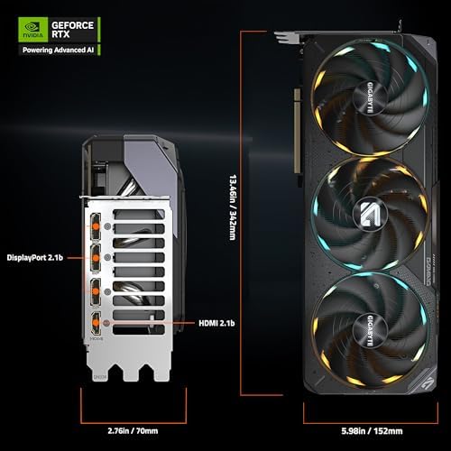 GIGABYTE GeForce RTX 5090 Gaming OC 32G Graphics Card, WINDFORCE Cooling System, 32GB 512-bit GDDR7, GV-N5090GAMING OC-32GD Video Card