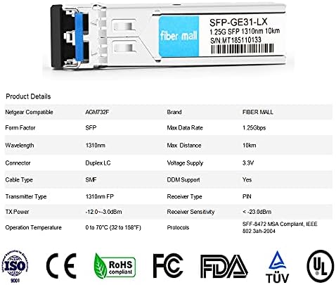 1G SFP SX for HPE ProCurve J4858C J4858B J4858A HPE Aruba J4858D 1000BASE-SX SFP LC Mini-GBIC 850nm 550m Multimode Transceiver Module|B0899JZ2SF