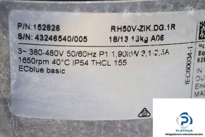 ZIEHL-ABEGG RH50V-ZIK.DG.1R CENTRIFUGAL FAN