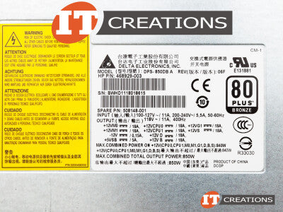 HP POWER SUPPLY 850W 80 PLUS BRONZE (468929-003