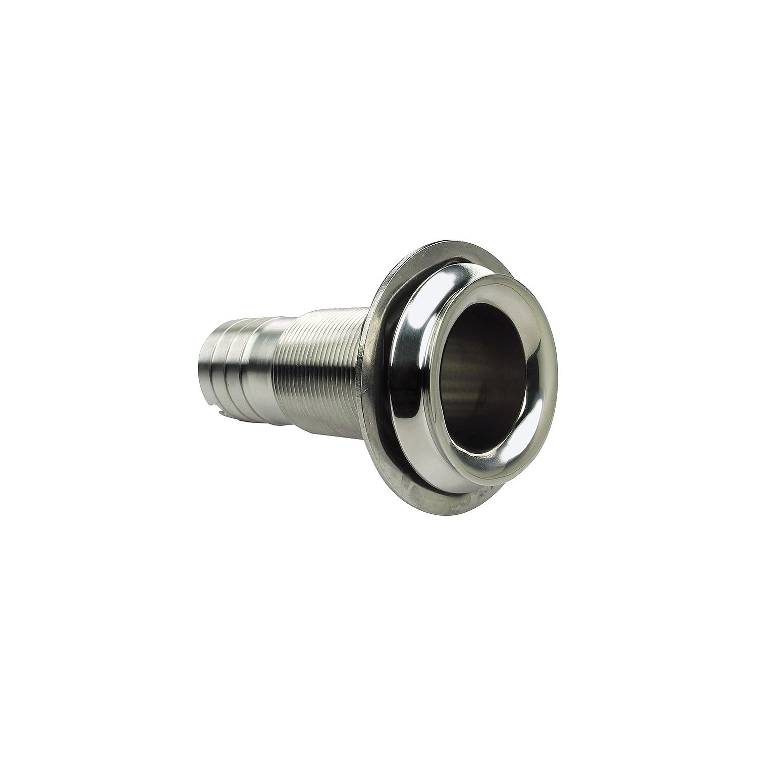 Seachoice 50-18601 Thru Hull Fitting, Mega-Flow Dripless, 316 Stainless Steel, Fits 3/4" Hose, 1-1/2" Max Hull