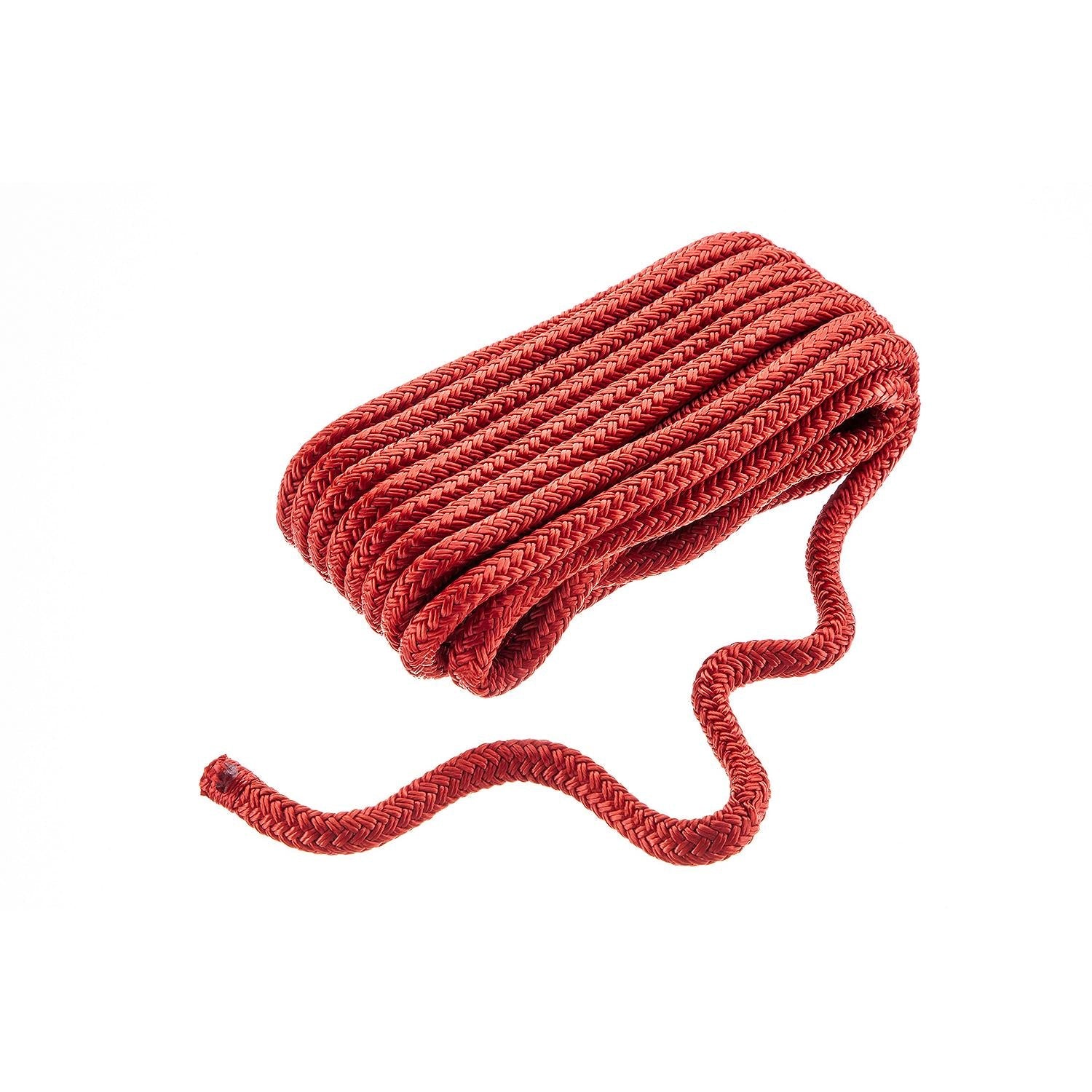 Seachoice Double-Braid Nylon Dock Line w/ Eye Splice, Pre-Shrunk, Heat Stabilized, 3/8 In. X 20 Ft., Red