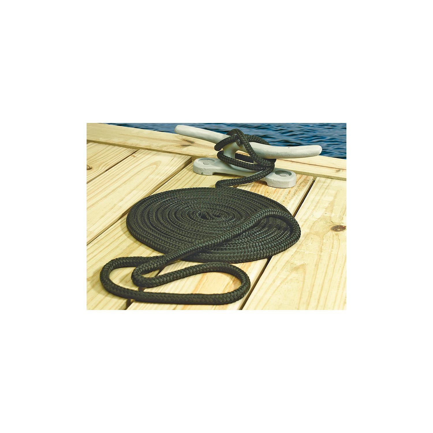 Seachoice 46951 Double-Braid Nylon Dock Line w/ Eye Splice, Pre-Shrunk, Heat Stabilized, 5/8 In. X 30 Ft., White
