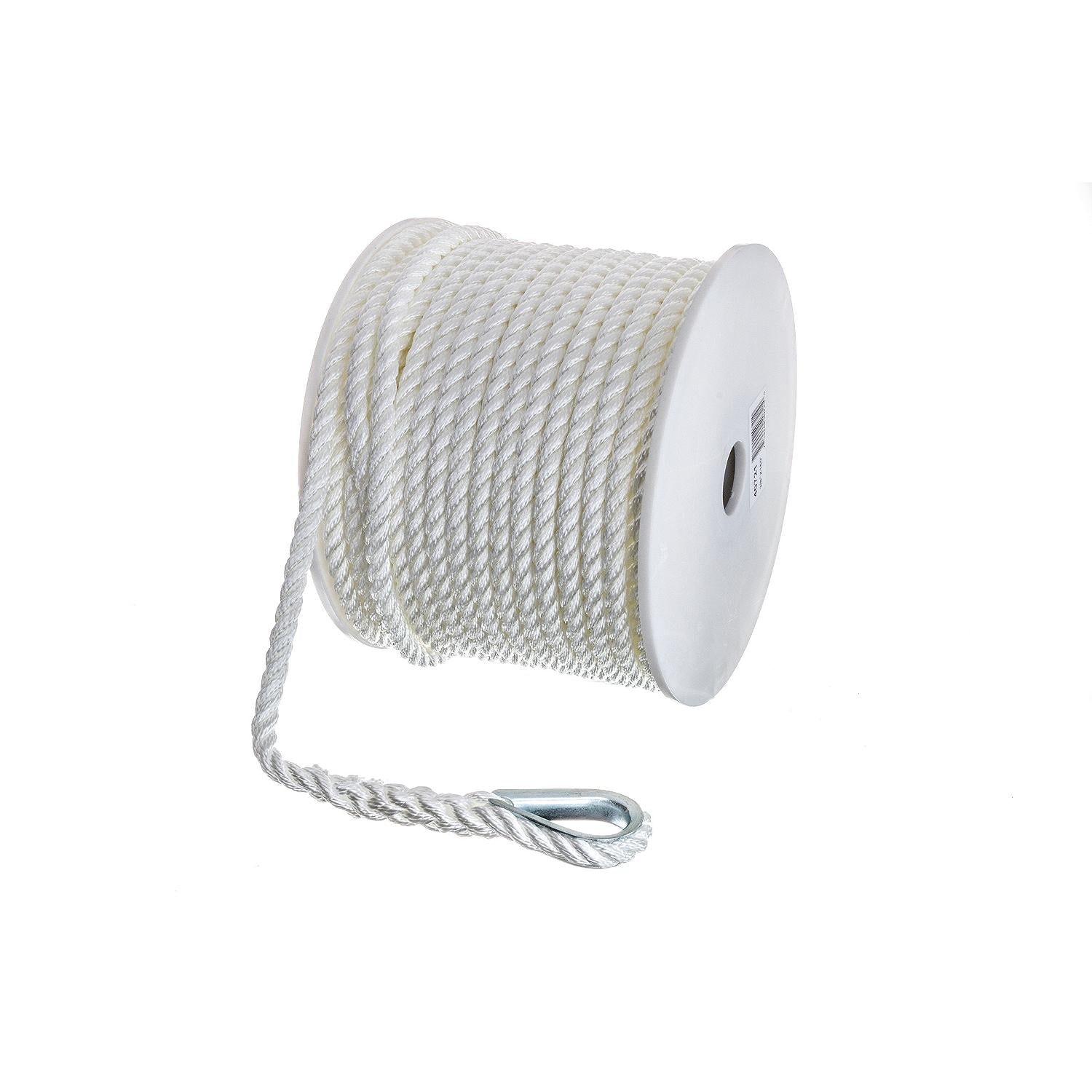 Seachoice 40721 3-Strand Twisted Nylon Anchor Line White, 3/8" x 150