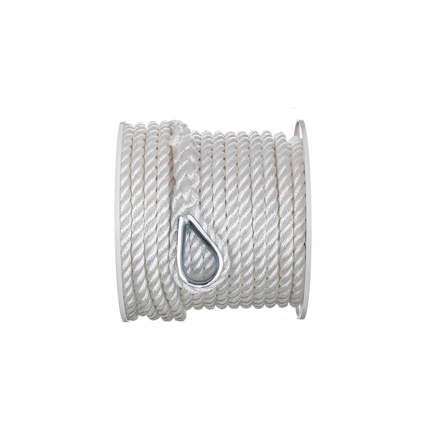 Seachoice 40731 3-Strand Twisted Nylon Anchor Line White, 1/2" x 100'