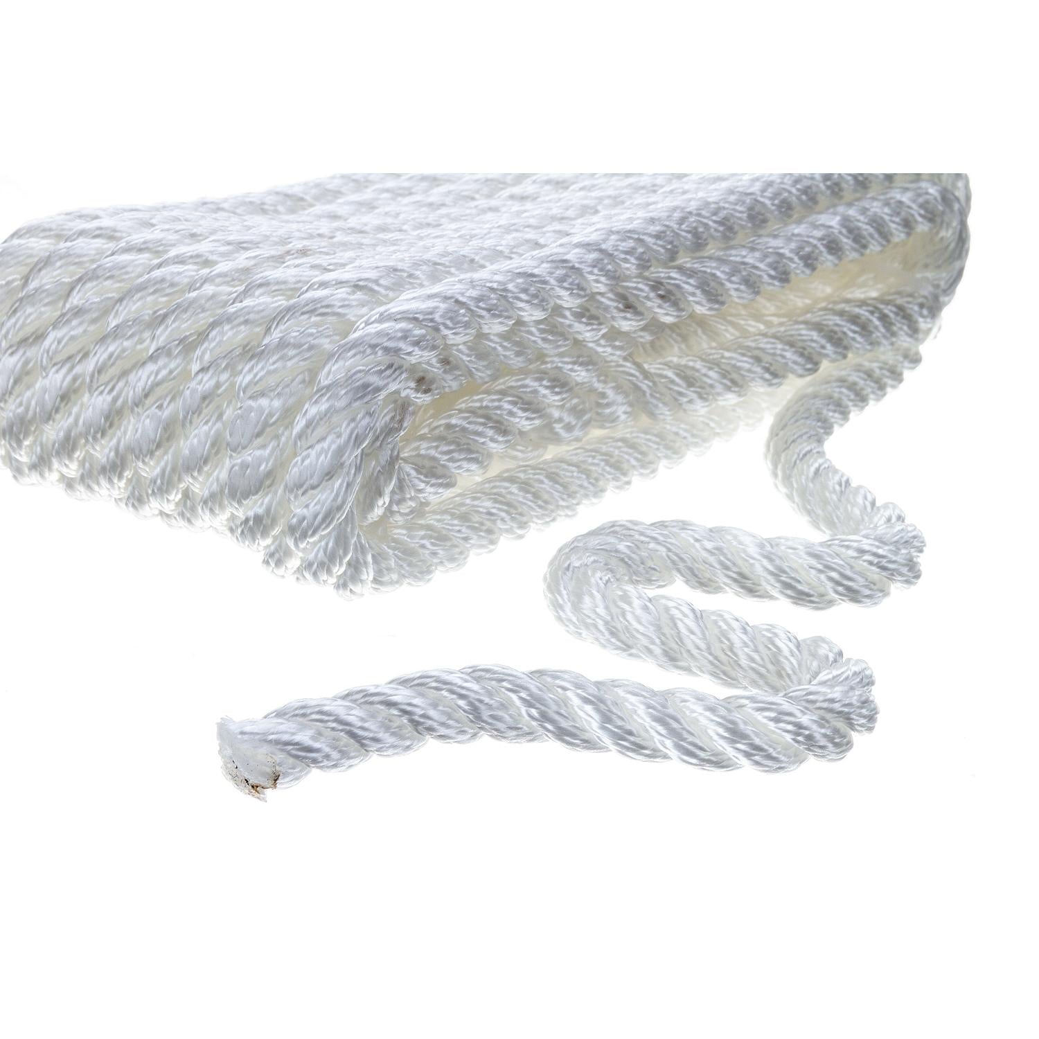 Seachoice 50-42521 3-Strand Twisted Nylon Dock Line, 3/8" x 20', White
