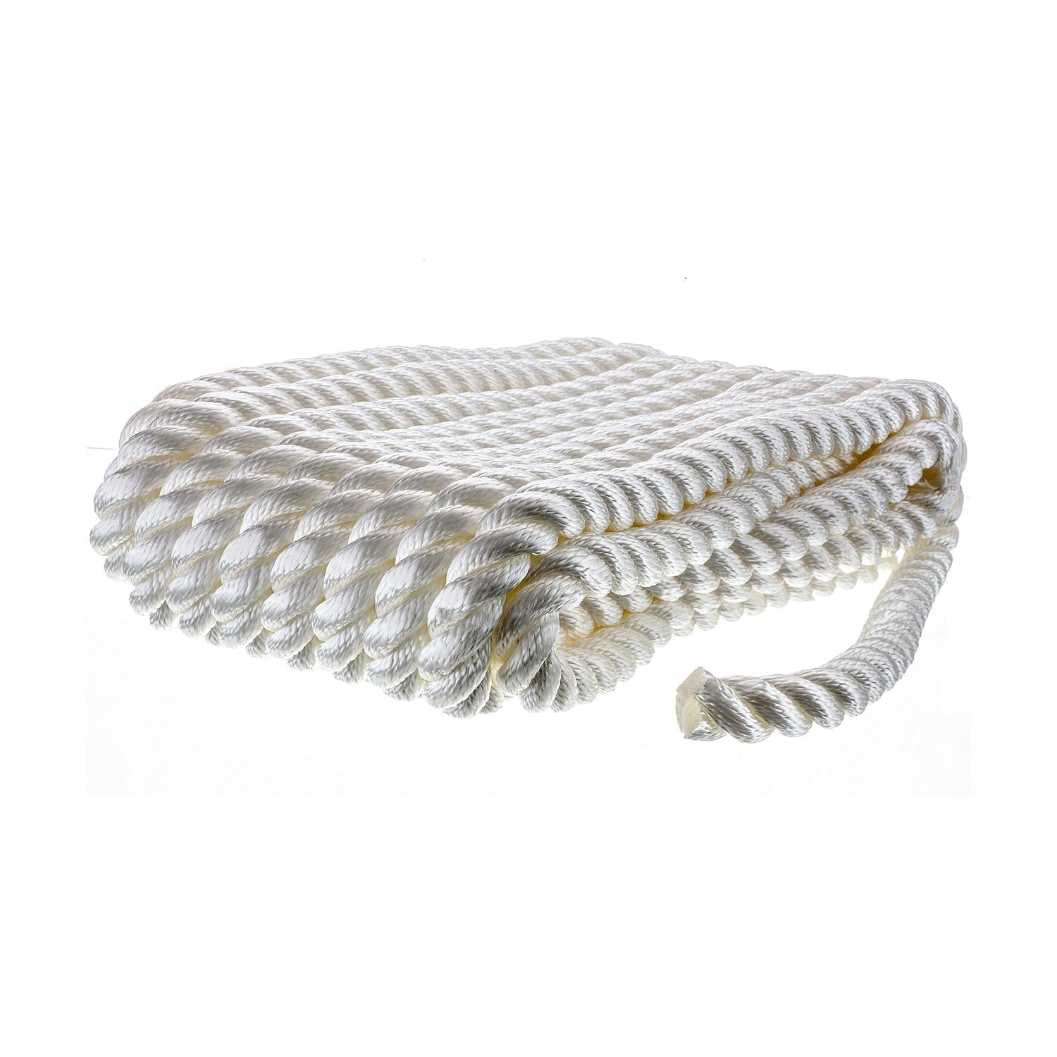 Seachoice 42641 3-Strand Twisted Nylon Dock Line, White, 3/4" x 35'