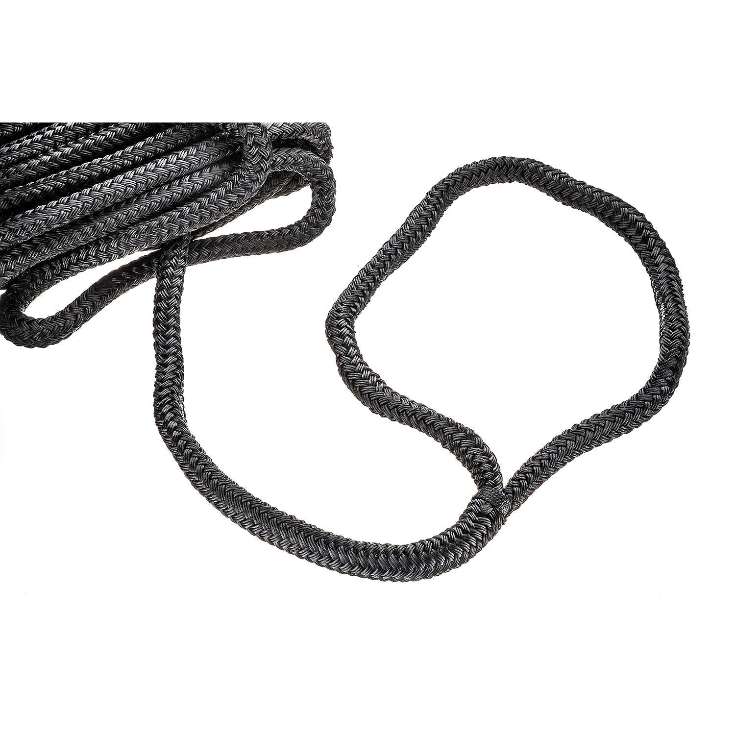 Seachoice 46961 Double-Braid Nylon Dock Line w/ Eye Splice, Pre-Shrunk, Heat Stabilized, 5/8 In. X 30 Ft., Black