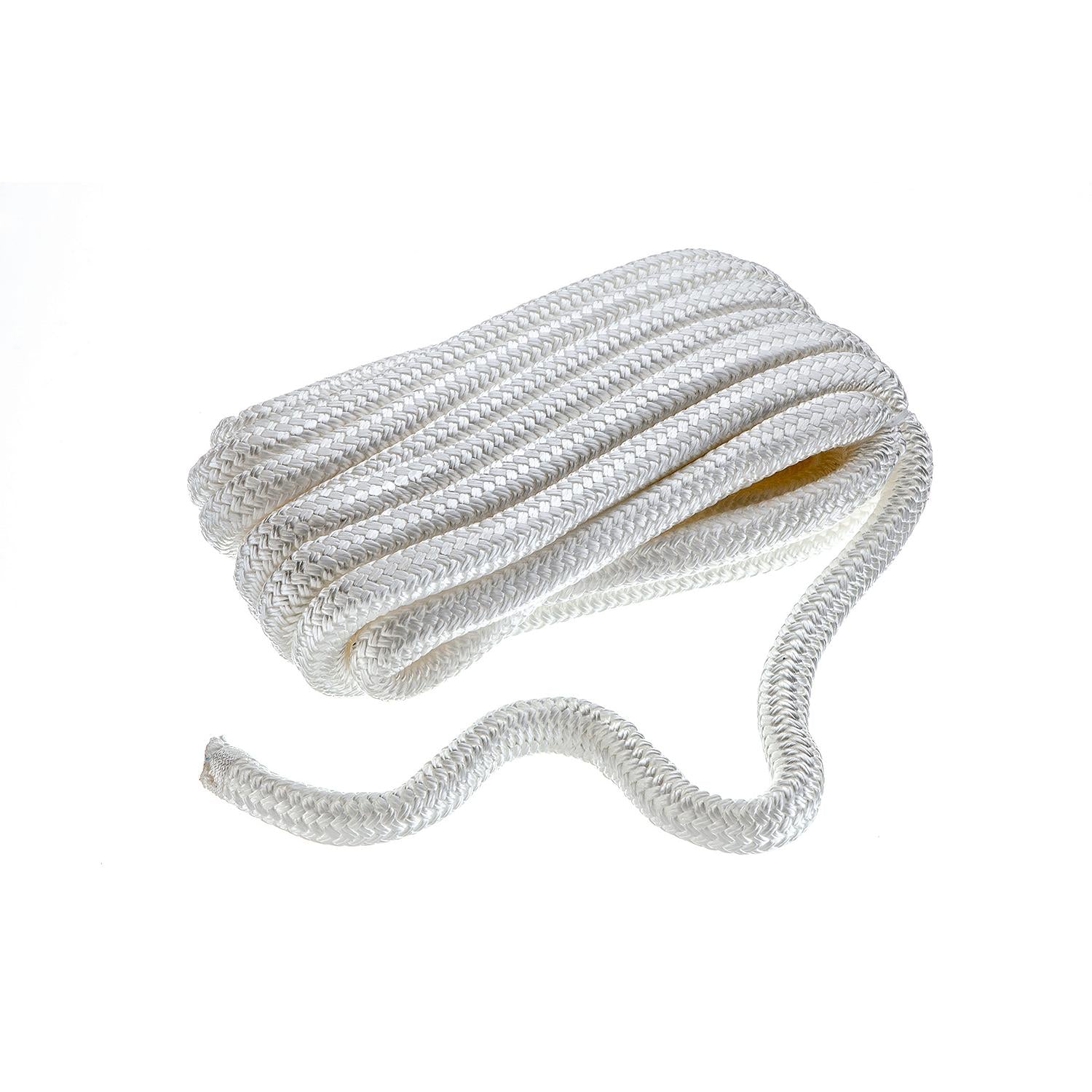 Seachoice Double-Braid Nylon Dock Line w/ Eye Splice, Pre-Shrunk, Heat Stabilized, 3/4 In. X 25 Ft., White