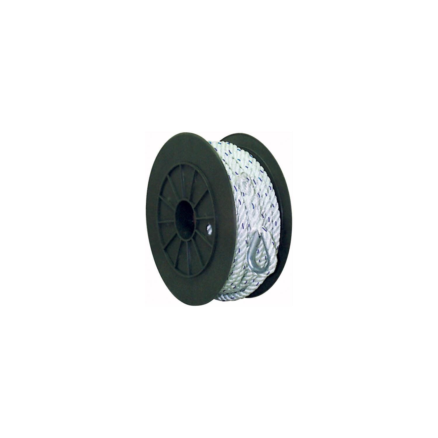 Seachoice 47711 Premium 3-Strand Twisted Nylon Anchor Line White w/ Blue Tracer, 3/8" x 100'