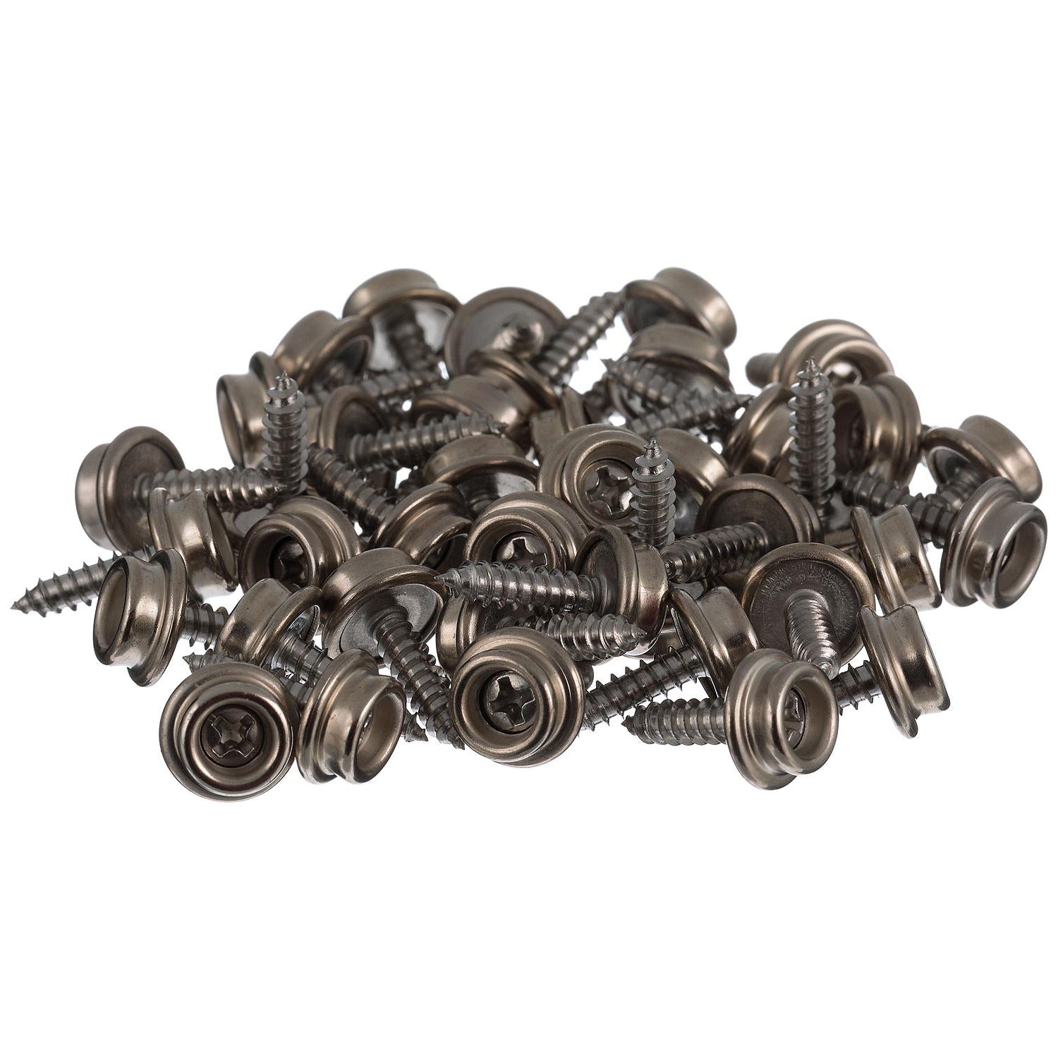 Seachoice BP7251SC SS Button Stud w/ Tapping Screw #8 x 5/8", Qty. 40