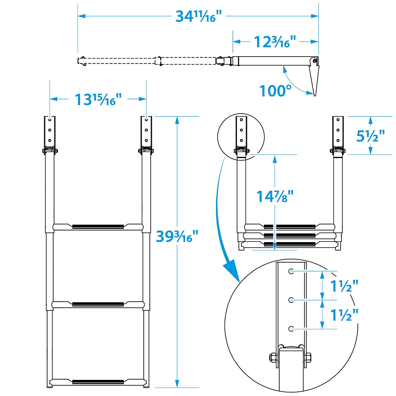 Seachoice 71301 Telescoping Ladder Only for Universal Swim Platform w/ Top Mount, Ladder