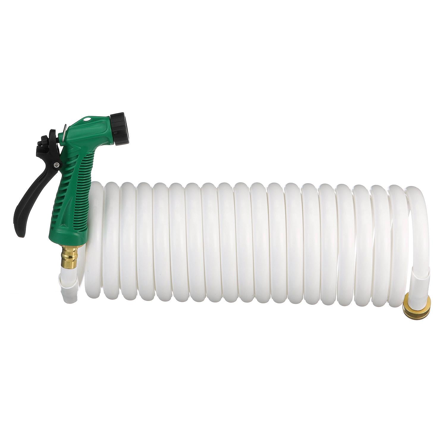 Seachoice 79691 25' White Poly Coiled Washdown Hose With Sprayer