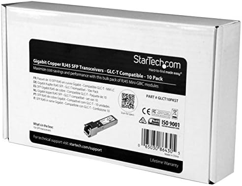 StarTech.com Cisco SFP-GE-T Compatible - Gigabit SFP - 10/100/1000 Mbps - RJ45 Port - 1000Base-T - Copper SFP - GBIC Module