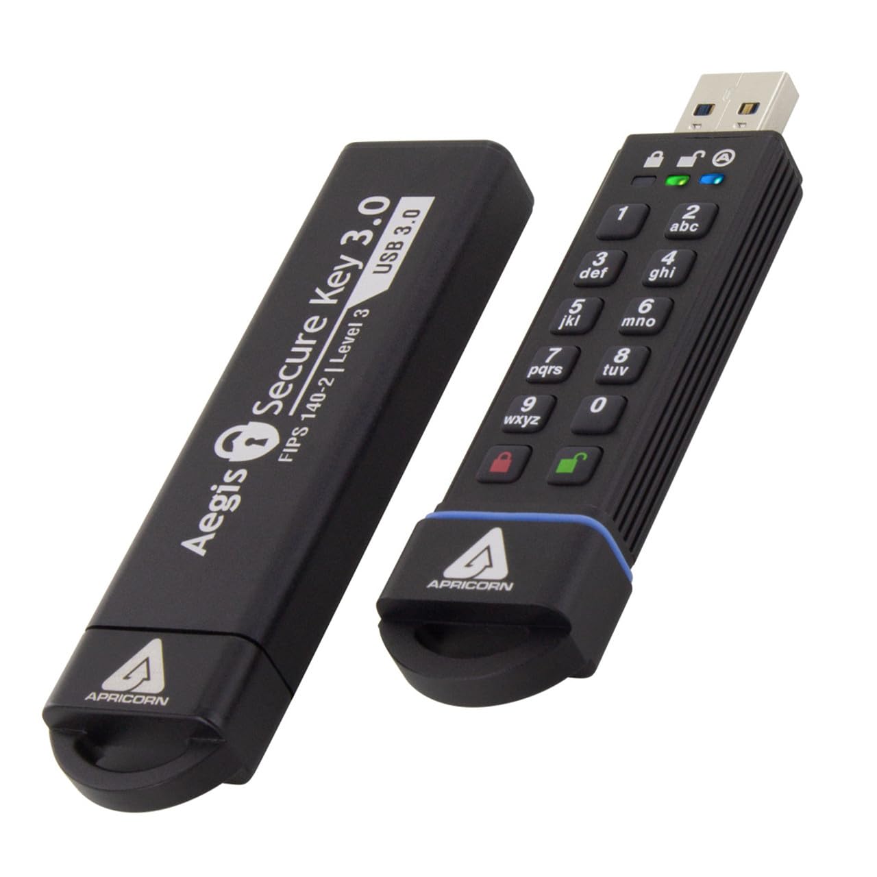 Apricorn 30GB Aegis Secure Key FIPS 140-2 Level 3 Validated 256-bit Encryption USB 3.0 Flash Drive (ASK3-30GB)