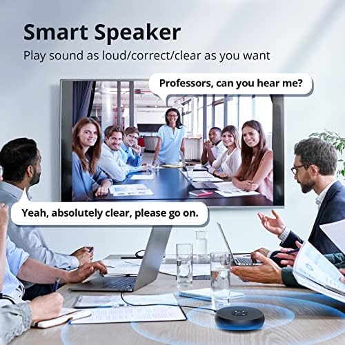EMEET Conference Speakerphone M0 Plus, 4 AI Mics 360° Voice Pickup, Noise Reduction, USB C Speaker, Bluetooth Conference Speaker for 8 People w/Daisy Chain for 16 Compatible with Leading Software