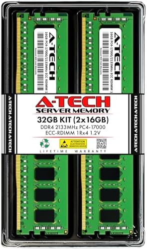 A-Tech 64GB Kit (2x32GB DDR4 2133MHz PC4-17000 ECC RDIMM 2Rx4 Dual Rank 1.2V ECC Registered DIMM 288-Pin Server & Workstation RAM Memory Upgrade Modules (A-Tech Enterprise Series