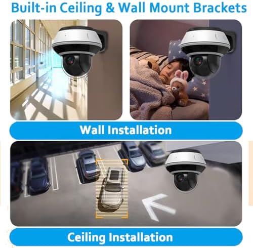 4K 8MP Mini PTZ Dome PoE IP Camera Outdoor Pan Tilt 5X Optical Zoom, 2.7-13.5mm Motorized Varifocal Lens, H.265, Ceiling/Wall Mounting, Compatible with Uniview NVR, NDAA