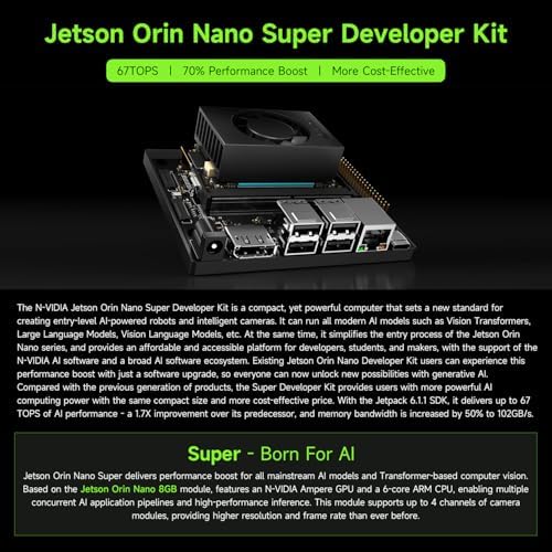 Waveshare Jetson Orin Nano Super AI Development Kit for Embedded and Edge Systems, with 8GB Memory Jetson Orin Nano Module|B0DTH87MQ1