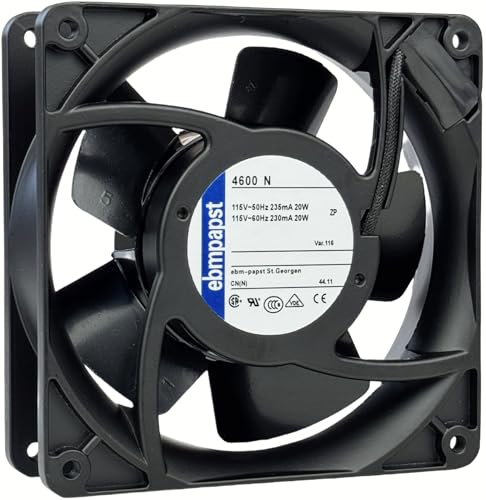 for ebmpapst 4600N Axial Fan,115V 12038 Industrial Cooling Fan All-Metal Heat-Resistant Cooling Fan 4600N, 2-Pin 20W|B0DSPYNCPH