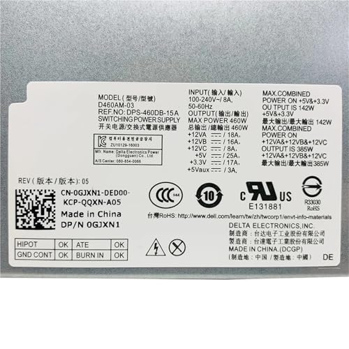 for XPS 8910 8920 8300 Power Supply DM1RW 1XMMV GJXN1 0GJXN1 CN-0GJXN1 460W DPS-460DB-15A D460AM-03