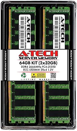 A-Tech 64GB Kit (2x32GB) DDR4 2400MHz PC4-19200 ECC LRDIMM 4Rx4 Quad Rank 1.2V Load Reduced DIMM 288-Pin Server RAM Memory Upgrade Modules (A-Tech Enterprise Series)|B0BPN3X471