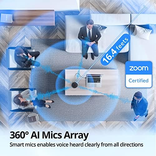 EMEET Conference Speakerphone M0 Plus, 4 AI Mics 360° Voice Pickup, Noise Reduction, USB C Speaker, Bluetooth Conference Speaker for 8 People w/Daisy Chain for 16 Compatible with Leading Software