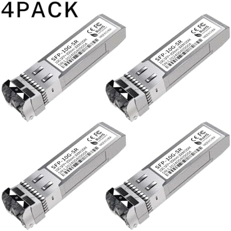 4Pack 10G SFP+ LC Module, 10GBase-SR Multi-Mode Ethernet Transceiver, 850nm MMF up to 400m – Compatible with Cisco, Meraki, Ubiquiti, Mikrotik, Netgear, HPE, TP-Link, Aruba and More|B0D4DGXCGN