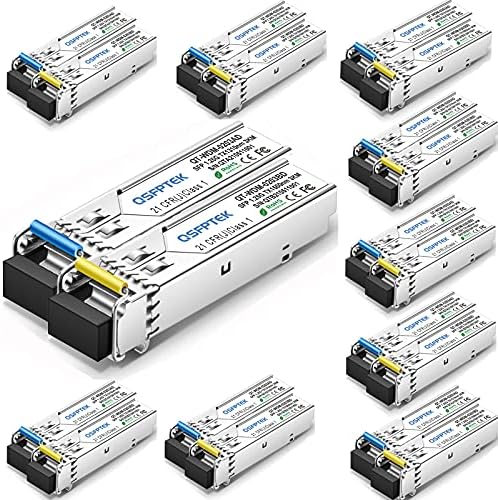 1 Pair 10G SFP+ Bidi Transceivers, 10gbe SFP LC Single-Mode Module, Bi-Directional Mini gbic for Cisco SFP-10G-BXD-I (1330nm-TX/1270nm-RX) / SFP-10G-BXU-I (1270nm-TX/1330nm-RX),10KM, with DDM|B07QLKDZJH