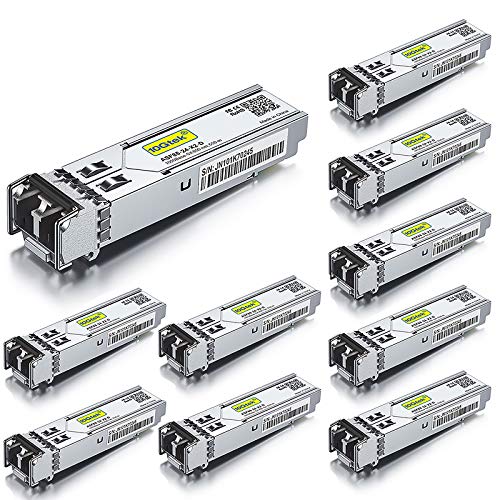 10Gtek 1.25G SFP Transceiver 1000Base-LX, 1310nm SMF SingleMode Fiber Optic Module, up to 10 km, for Cisco GLC-LH-SMD, Meraki MA-SFP-1GB-LX10, Ubiquiti UniFi, Fortinet, Mikrotik, TP-Link, Pack of 2|B08BP6MX14