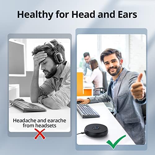 EMEET Conference Speakerphone M0 Plus, 4 AI Mics 360° Voice Pickup, Noise Reduction, USB C Speaker, Bluetooth Conference Speaker for 8 People w/Daisy Chain for 16 Compatible with Leading Software