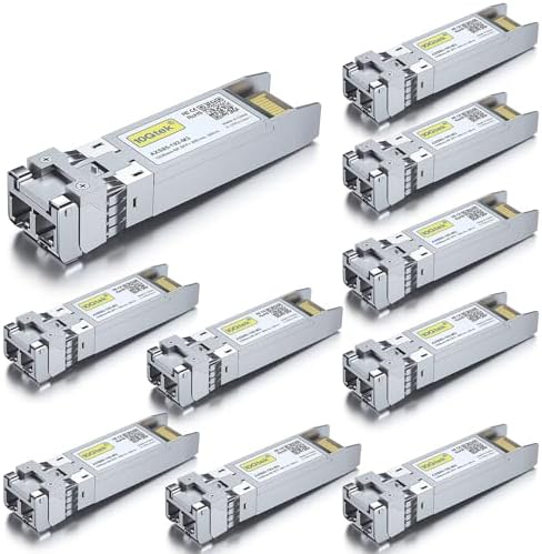 10Gtek 10GBase-LR SFP+ Transceiver, 10G 1310nm SMF SingleMode Fiber Optic Module, 10km, for Cisco SFP-10G-LR, Meraki MA-SFP-10GB-LR, Ubiquiti UniFi UF-SM-10G, Fortinet, Mikrotik, Netgear, Pack of 2|B08BP4M8LV