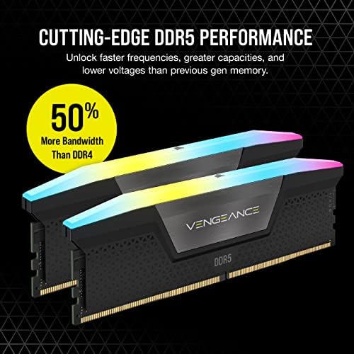 CORSAIR Vengeance RGB DDR5 RAM 16GB (2x8GB 5200MHz CL40 Intel XMP iCUE Compatible Computer Memory - Black (CMH16GX5M2B5200C40