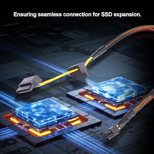 ELFJMZP Small 6Pin to Dual SATA 15Pin Power Cable for Dell Vostro (3650/3653/3655/3252/V3668/3268/3660/3250) & Inspiron Desktops, 18AWG Pure Copper, 37cm Length, 6cm SATA Spacing - SSD Expansion|B0FRN521J9